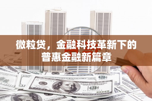 濉溪微粒贷，金融科技革新下的普惠金融新篇章