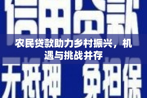 濉溪农民贷款助力乡村振兴，机遇与挑战并存