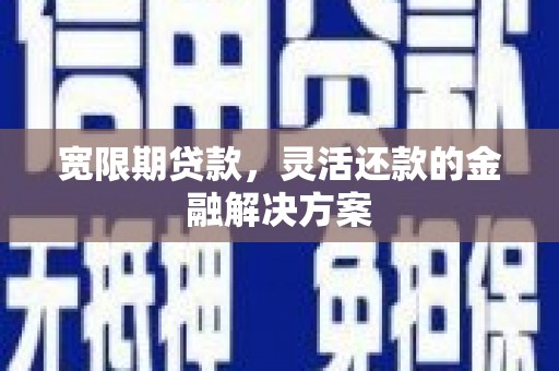 濉溪宽限期贷款，灵活还款的金融解决方案