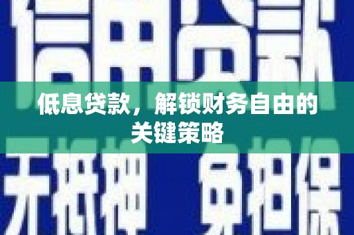 濉溪低息贷款，解锁财务自由的关键策略