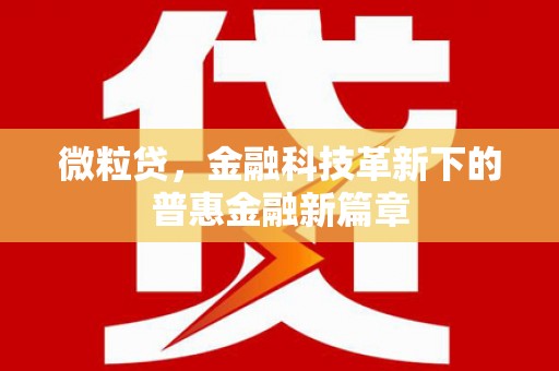 濉溪微粒贷，金融科技革新下的普惠金融新篇章
