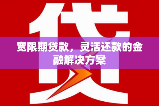 濉溪宽限期贷款，灵活还款的金融解决方案