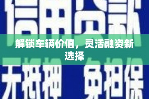 濉溪解锁车辆价值，灵活融资新选择